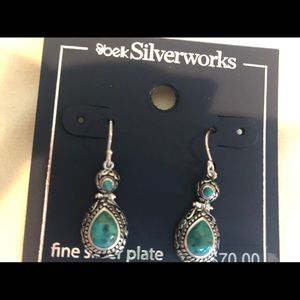Silverworks silver plate turquoise earrings
